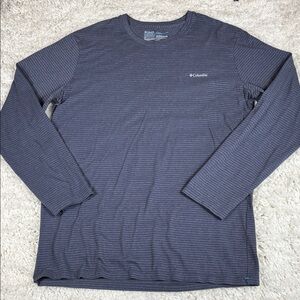 Columbia Men's Cotton Blend Striped Navy Long Sleeve Tee, Size XL